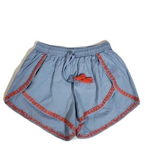 🔥SALE🔥House Of Pom Paisley Blue Pink Embroidered Shorts S